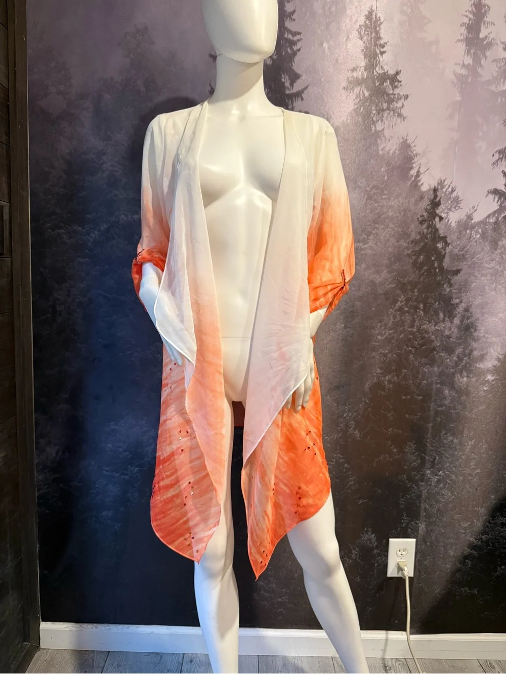 Source Unknown White to Orange Ombre Swim Coverup